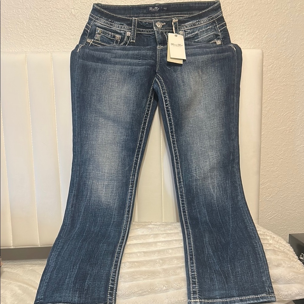 Miss Me Women's Blue Jeans with Floral Embroidery